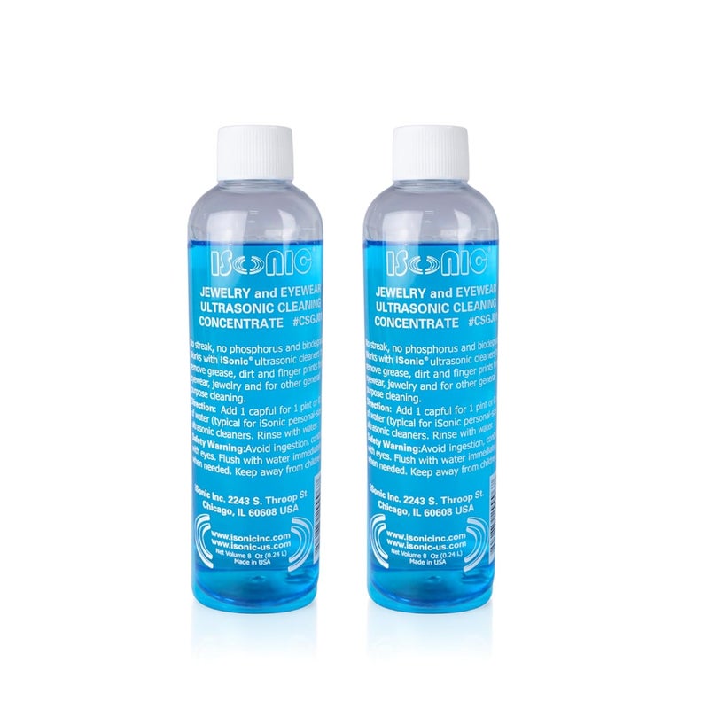 iSONIC - CSGJ01x2 CSGJ01-8OZx2 Ultrasonic Jewelry/Eye Wear Cleaning Solution Concentrate (Pack of 2) - Image 1